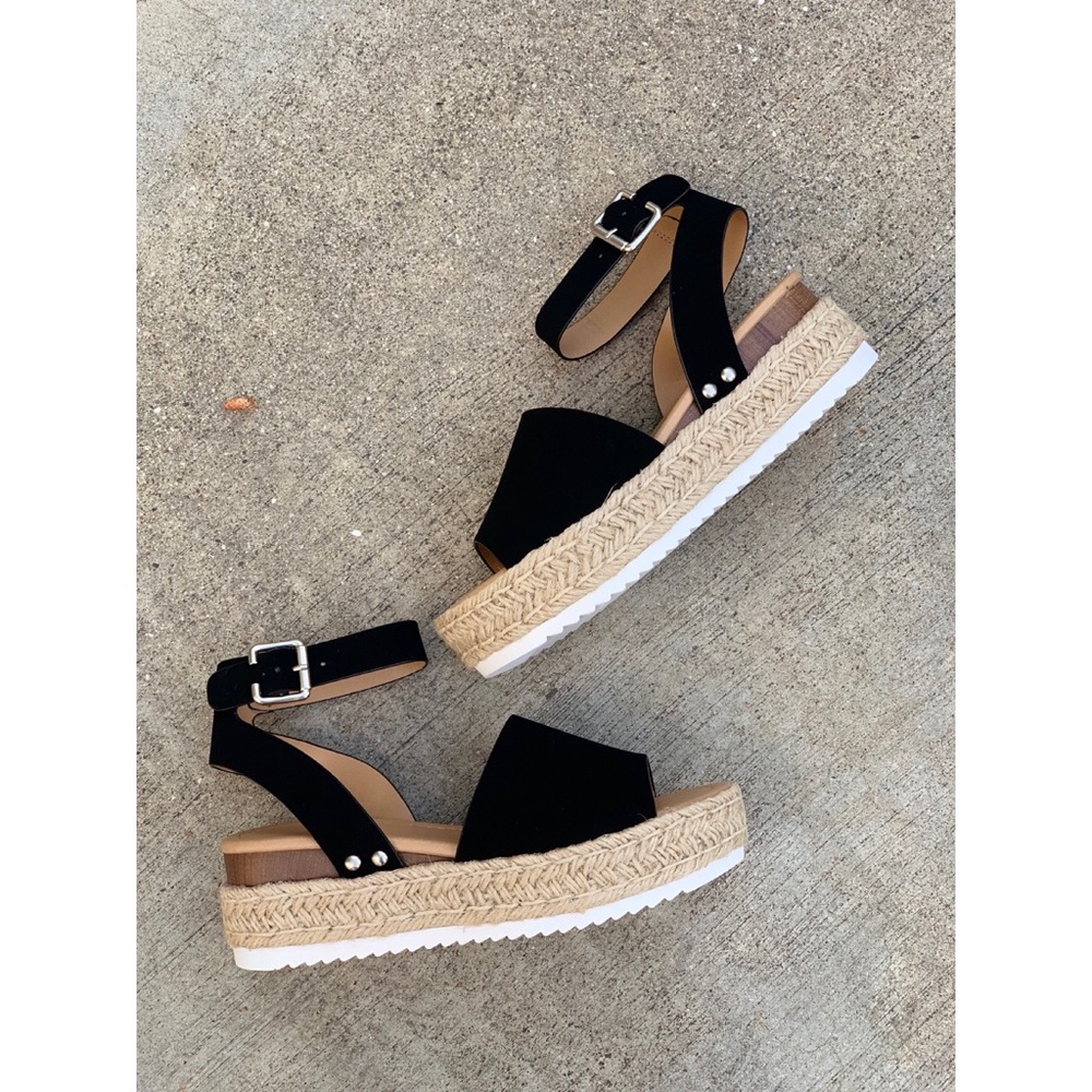 Soda Topic Black Espadrille Strap Sandal